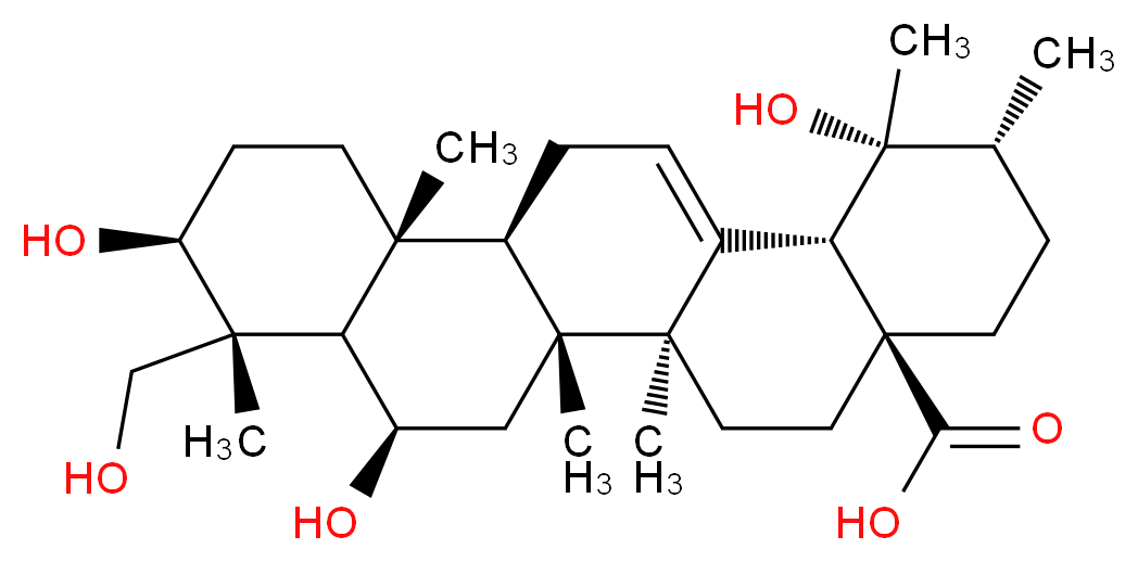 3,6,19,23-Tetrahydroxy-12-ursen-28-oic acid_分子结构_CAS_91095-51-1)