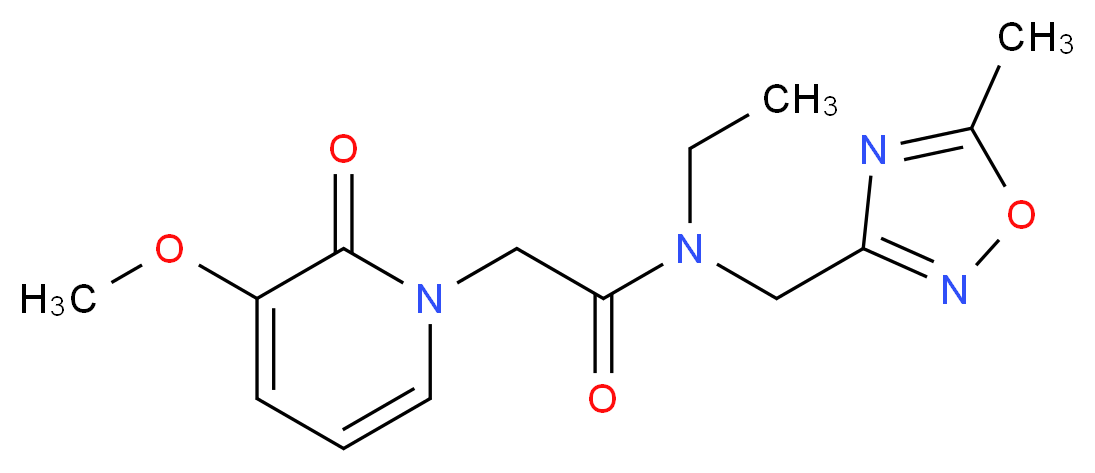 N-ethyl-2-(3-methoxy-2-oxopyridin-1(2H)-yl)-N-[(5-methyl-1,2,4-oxadiazol-3-yl)methyl]acetamide_分子结构_CAS_)
