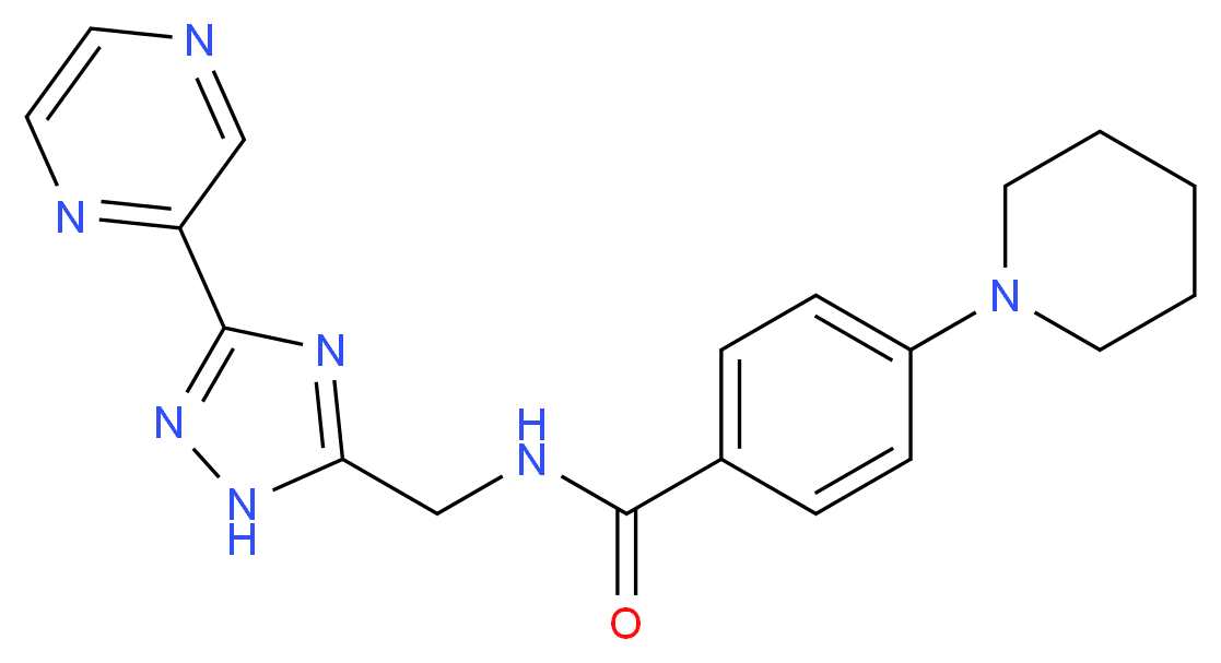 4-piperidin-1-yl-N-[(3-pyrazin-2-yl-1H-1,2,4-triazol-5-yl)methyl]benzamide_分子结构_CAS_)