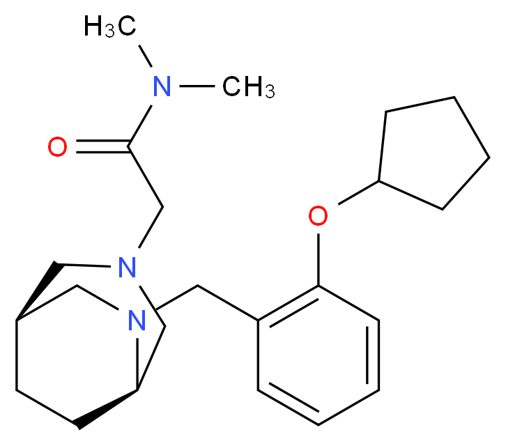 2-{(1S*,5R*)-6-[2-(cyclopentyloxy)benzyl]-3,6-diazabicyclo[3.2.2]non-3-yl}-N,N-dimethylacetamide_分子结构_CAS_)