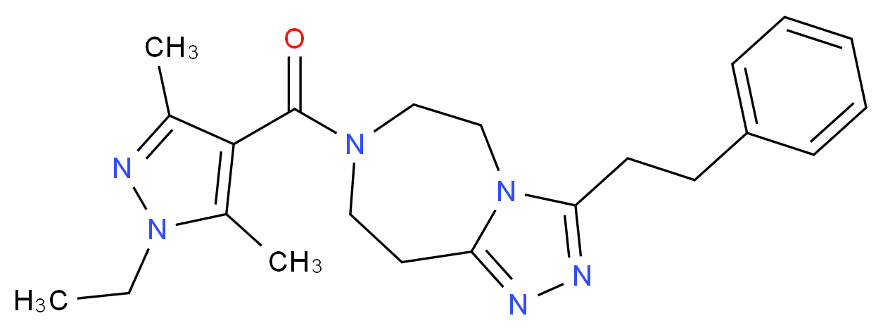 7-[(1-ethyl-3,5-dimethyl-1H-pyrazol-4-yl)carbonyl]-3-(2-phenylethyl)-6,7,8,9-tetrahydro-5H-[1,2,4]triazolo[4,3-d][1,4]diazepine_分子结构_CAS_)