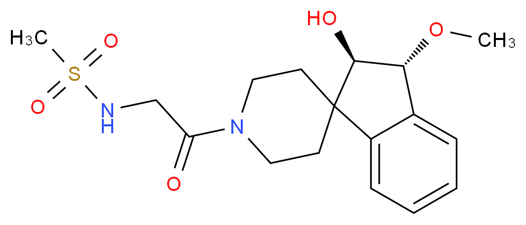 N-{2-[(2R*,3R*)-2-hydroxy-3-methoxy-2,3-dihydro-1'H-spiro[indene-1,4'-piperidin]-1'-yl]-2-oxoethyl}methanesulfonamide (non-preferred name)_分子结构_CAS_)