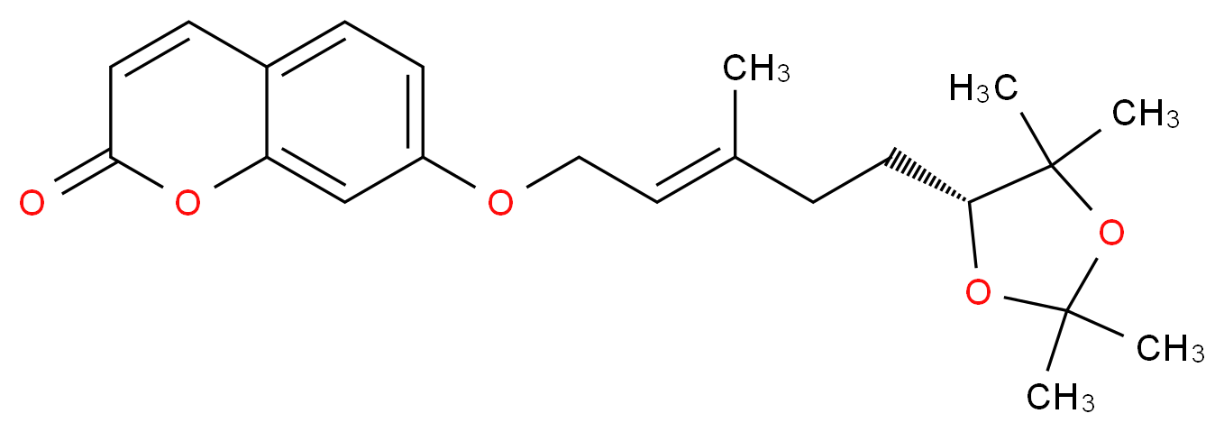 7-{[(2E)-3-methyl-5-[(4R)-2,2,5,5-tetramethyl-1,3-dioxolan-4-yl]pent-2-en-1-yl]oxy}-2H-chromen-2-one_分子结构_CAS_320624-68-8