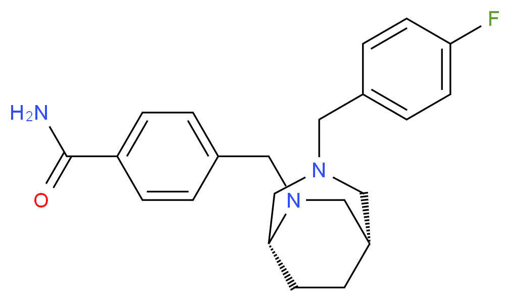 4-{[(1S*,5R*)-3-(4-fluorobenzyl)-3,6-diazabicyclo[3.2.2]non-6-yl]methyl}benzamide_分子结构_CAS_)