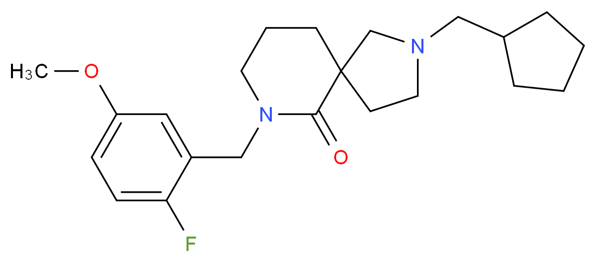 2-(cyclopentylmethyl)-7-(2-fluoro-5-methoxybenzyl)-2,7-diazaspiro[4.5]decan-6-one_分子结构_CAS_)