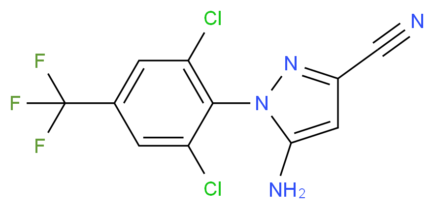 5-amino-1-[2,6-dichloro-4-(trifluoromethyl)phenyl]-1H-pyrazole-3-carbonitrile_分子结构_CAS_120068-79-3