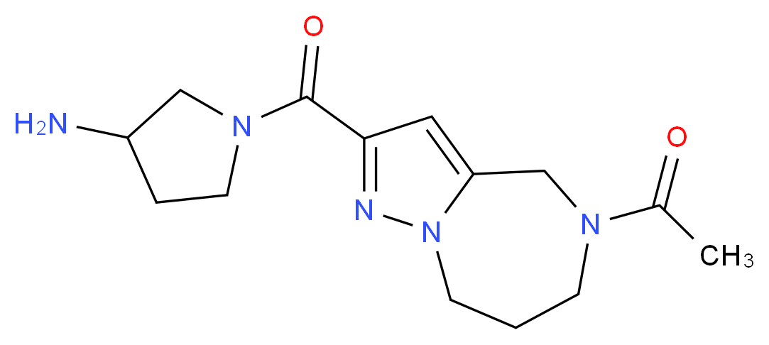 1-[(5-acetyl-5,6,7,8-tetrahydro-4H-pyrazolo[1,5-a][1,4]diazepin-2-yl)carbonyl]pyrrolidin-3-amine_分子结构_CAS_)
