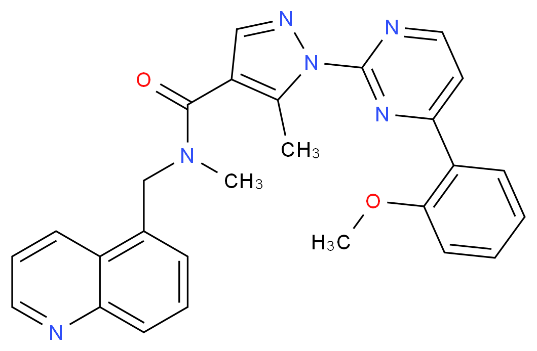 1-[4-(2-methoxyphenyl)-2-pyrimidinyl]-N,5-dimethyl-N-(5-quinolinylmethyl)-1H-pyrazole-4-carboxamide_分子结构_CAS_)