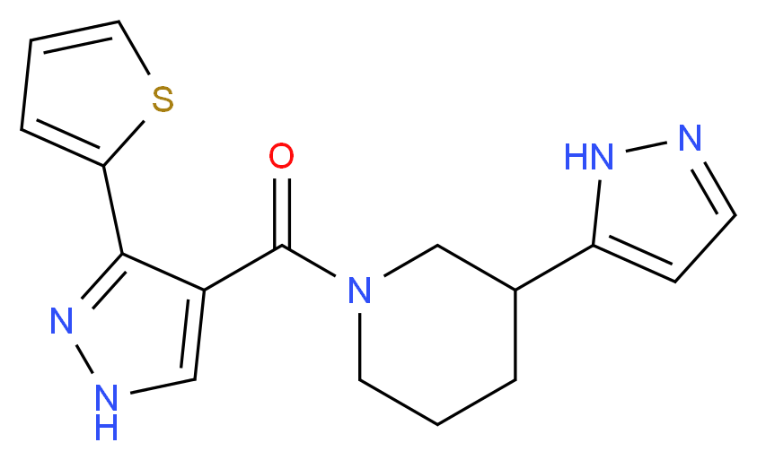 3-(1H-pyrazol-5-yl)-1-{[3-(2-thienyl)-1H-pyrazol-4-yl]carbonyl}piperidine_分子结构_CAS_)
