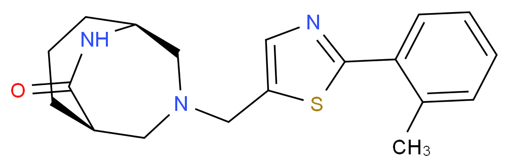 (1S*,5R*)-3-{[2-(2-methylphenyl)-1,3-thiazol-5-yl]methyl}-3,9-diazabicyclo[3.3.2]decan-10-one_分子结构_CAS_)