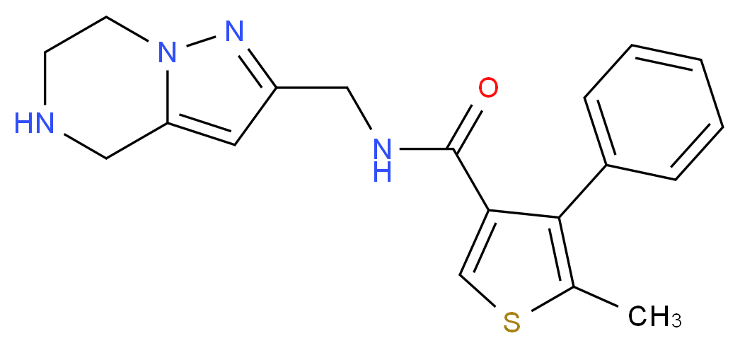 5-methyl-4-phenyl-N-(4,5,6,7-tetrahydropyrazolo[1,5-a]pyrazin-2-ylmethyl)thiophene-3-carboxamide_分子结构_CAS_)