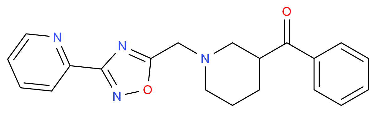 phenyl(1-{[3-(2-pyridinyl)-1,2,4-oxadiazol-5-yl]methyl}-3-piperidinyl)methanone_分子结构_CAS_)