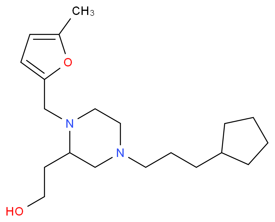 2-{4-(3-cyclopentylpropyl)-1-[(5-methyl-2-furyl)methyl]-2-piperazinyl}ethanol_分子结构_CAS_)