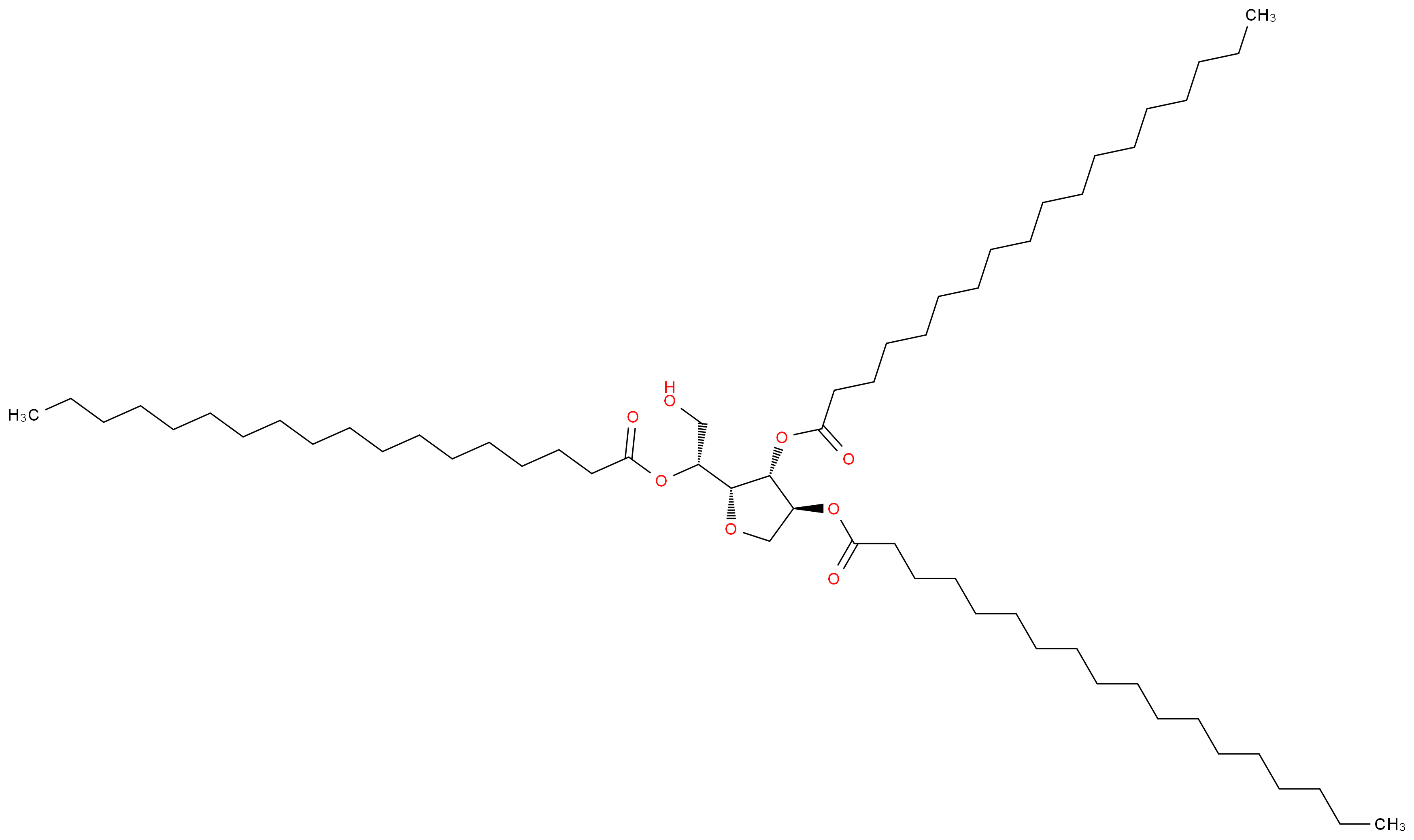 (1R)-1-[(2R,3R,4S)-3,4-bis(octadecanoyloxy)oxolan-2-yl]-2-hydroxyethyl octadecanoate_分子结构_CAS_26658-19-5