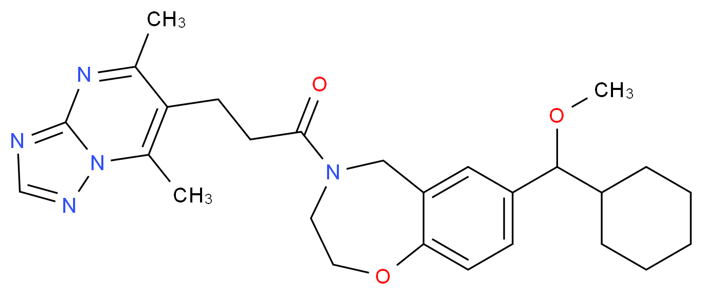 7-[cyclohexyl(methoxy)methyl]-4-[3-(5,7-dimethyl[1,2,4]triazolo[1,5-a]pyrimidin-6-yl)propanoyl]-2,3,4,5-tetrahydro-1,4-benzoxazepine_分子结构_CAS_)