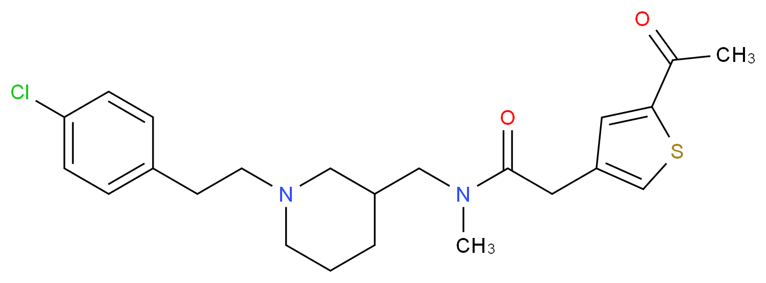 2-(5-acetyl-3-thienyl)-N-({1-[2-(4-chlorophenyl)ethyl]-3-piperidinyl}methyl)-N-methylacetamide_分子结构_CAS_)