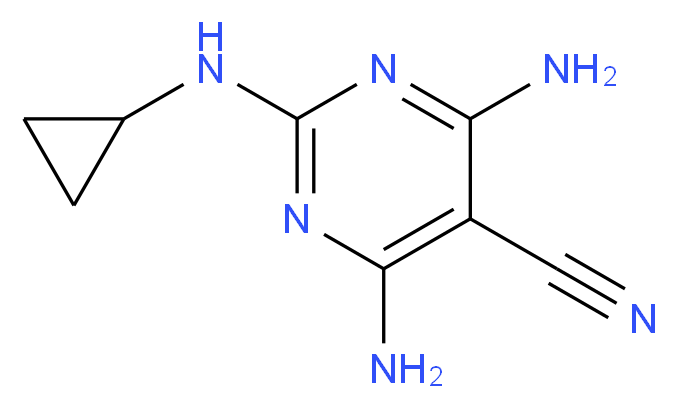 4,6-Diamino-2-(cyclopropylamino)pyrimidine-5-carbonitrile_分子结构_CAS_112636-83-6)