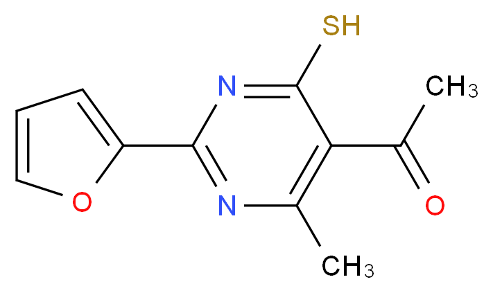 1-[2-(furan-2-yl)-4-methyl-6-sulfanylpyrimidin-5-yl]ethan-1-one_分子结构_CAS_13995-71-6