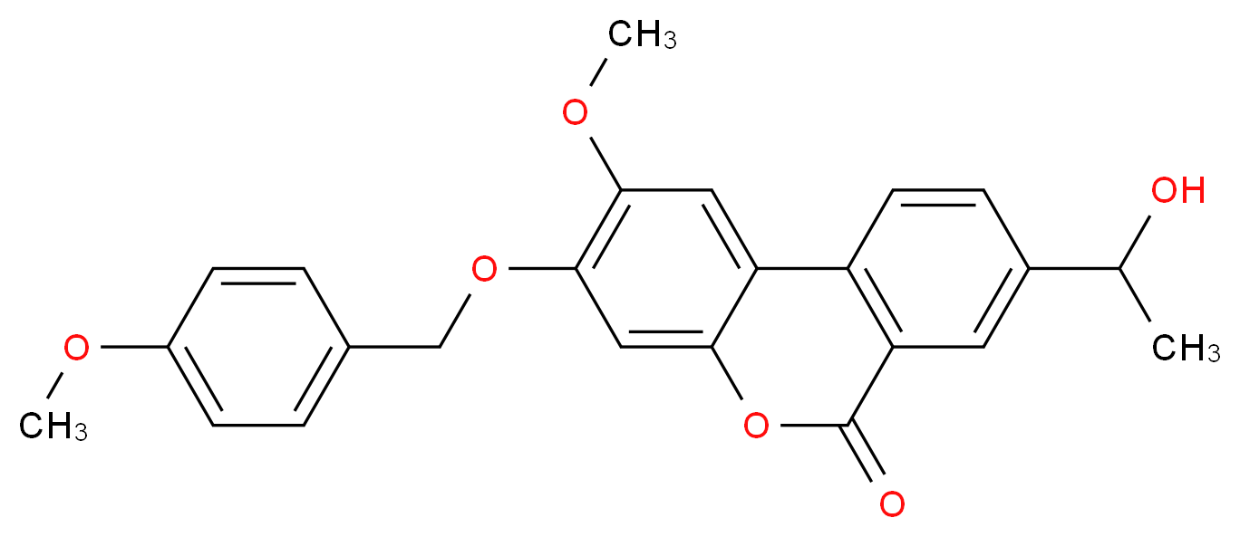 8-(1-hydroxyethyl)-2-methoxy-3-[(4-methoxyphenyl)methoxy]-6H-benzo[c]chromen-6-one_分子结构_CAS_914913-88-5