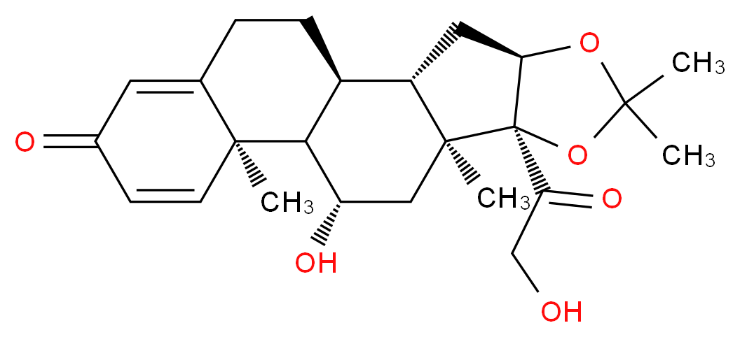 (1S,2S,4R,8S,9S,11S,12S,13R)-11-hydroxy-8-(2-hydroxyacetyl)-6,6,9,13-tetramethyl-5,7-dioxapentacyclo[10.8.0.0^{2,9}.0^{4,8}.0^{13,18}]icosa-14,17-dien-16-one_分子结构_CAS_638-94-8