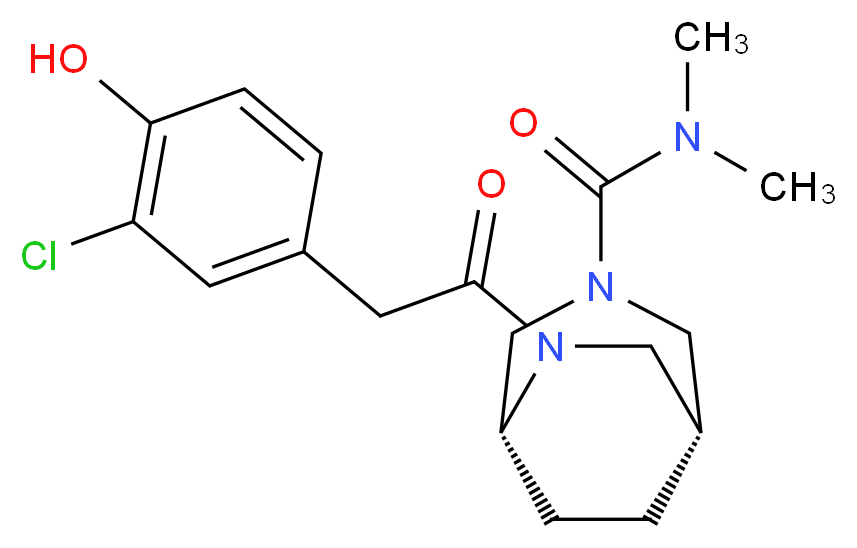 (1R*,5R*)-6-[(3-chloro-4-hydroxyphenyl)acetyl]-N,N-dimethyl-3,6-diazabicyclo[3.2.2]nonane-3-carboxamide_分子结构_CAS_)