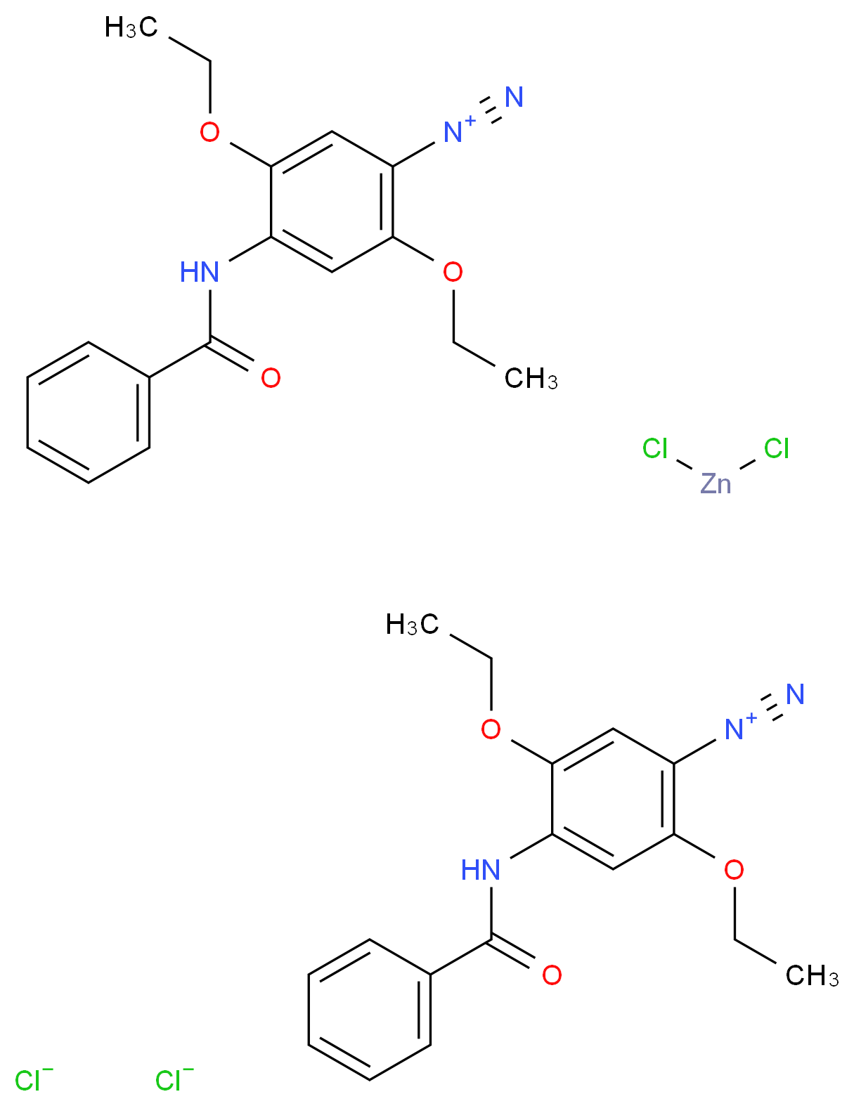 bis(4-benzamido-2,5-diethoxybenzene-1-diazonium) dichlorozinc dichloride_分子结构_CAS_5486-84-0