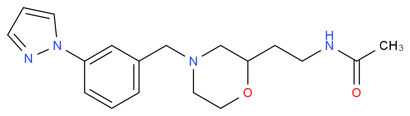 N-(2-{4-[3-(1H-pyrazol-1-yl)benzyl]morpholin-2-yl}ethyl)acetamide_分子结构_CAS_)