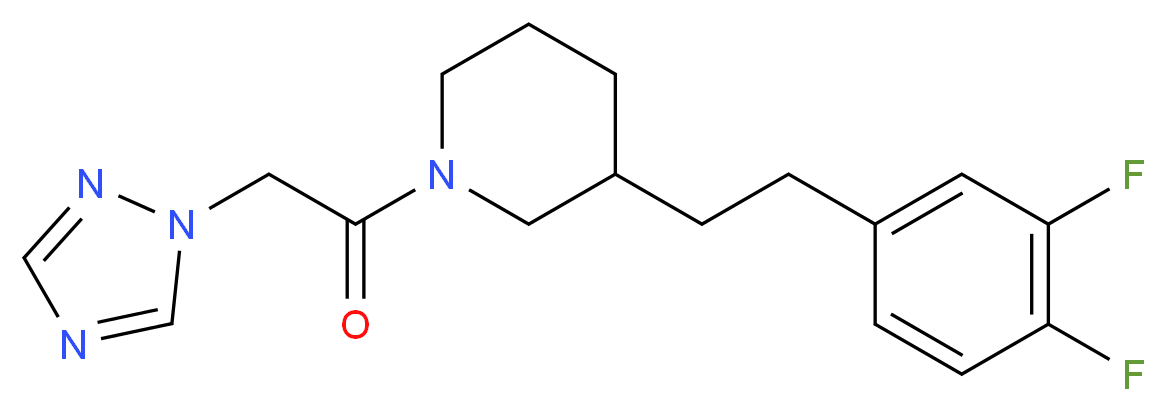 3-[2-(3,4-difluorophenyl)ethyl]-1-(1H-1,2,4-triazol-1-ylacetyl)piperidine_分子结构_CAS_)