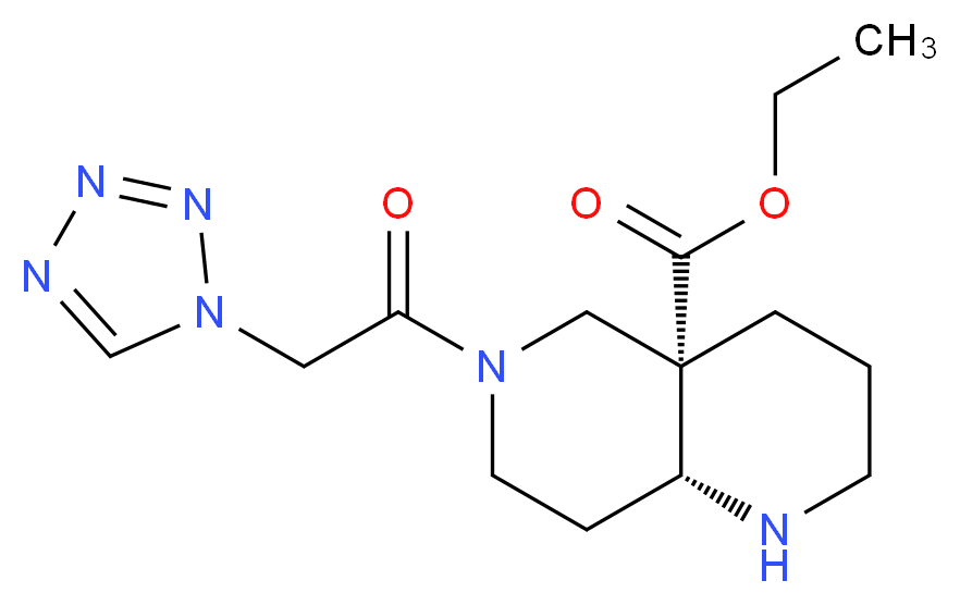 ethyl (4aS*,8aR*)-6-(1H-tetrazol-1-ylacetyl)octahydro-1,6-naphthyridine-4a(2H)-carboxylate_分子结构_CAS_)