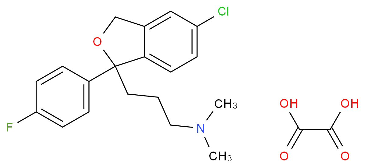 oxalic acid; {3-[5-chloro-1-(4-fluorophenyl)-1,3-dihydro-2-benzofuran-1-yl]propyl}dimethylamine_分子结构_CAS_64169-46-6