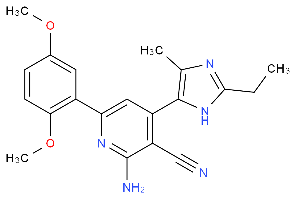 2-amino-6-(2,5-dimethoxyphenyl)-4-(2-ethyl-4-methyl-1H-imidazol-5-yl)nicotinonitrile_分子结构_CAS_)