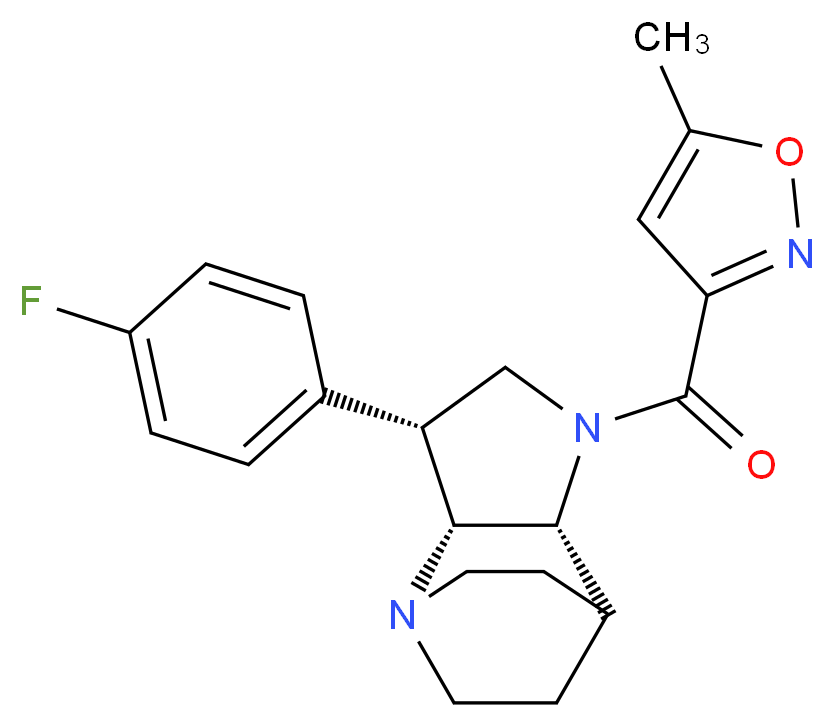(3R*,3aR*,7aR*)-3-(4-fluorophenyl)-1-[(5-methylisoxazol-3-yl)carbonyl]octahydro-4,7-ethanopyrrolo[3,2-b]pyridine_分子结构_CAS_)