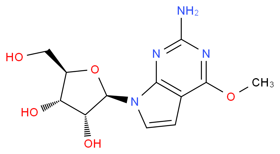 (2R,3R,4S,5R)-2-{2-amino-4-methoxy-7H-pyrrolo[2,3-d]pyrimidin-7-yl}-5-(hydroxymethyl)oxolane-3,4-diol_分子结构_CAS_115479-42-0