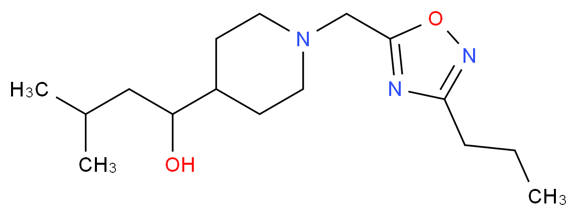 3-methyl-1-{1-[(3-propyl-1,2,4-oxadiazol-5-yl)methyl]-4-piperidinyl}-1-butanol_分子结构_CAS_)