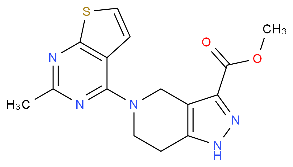 methyl 5-(2-methylthieno[2,3-d]pyrimidin-4-yl)-4,5,6,7-tetrahydro-1H-pyrazolo[4,3-c]pyridine-3-carboxylate_分子结构_CAS_)