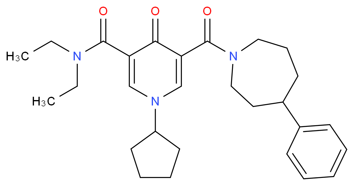 1-cyclopentyl-N,N-diethyl-4-oxo-5-[(4-phenyl-1-azepanyl)carbonyl]-1,4-dihydro-3-pyridinecarboxamide_分子结构_CAS_)