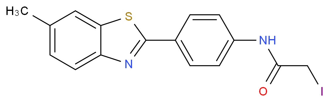 2-iodo-N-[4-(6-methyl-1,3-benzothiazol-2-yl)phenyl]acetamide_分子结构_CAS_87992-62-9