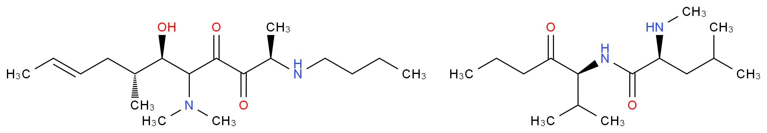 (2R,6R,7R,9E)-2-(butylamino)-5-(dimethylamino)-6-hydroxy-7-methylundec-9-ene-3,4-dione; (2S)-4-methyl-N-[(3S)-2-methyl-4-oxoheptan-3-yl]-2-(methylamino)pentanamide_分子结构_CAS_63775-95-1