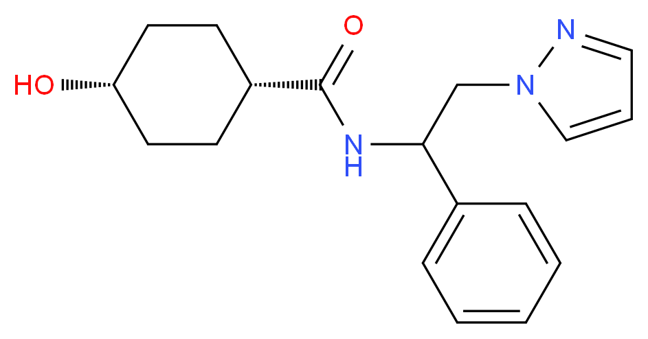 cis-4-hydroxy-N-[1-phenyl-2-(1H-pyrazol-1-yl)ethyl]cyclohexanecarboxamide_分子结构_CAS_)