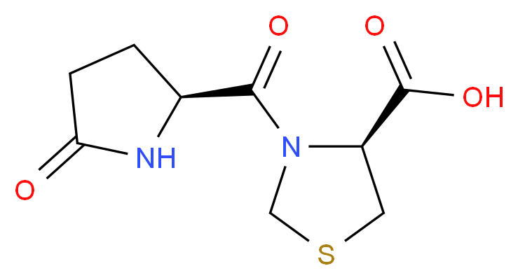 (4S)-3-[(2S)-5-oxopyrrolidine-2-carbonyl]-1,3-thiazolidine-4-carboxylic acid_分子结构_CAS_121808-62-6