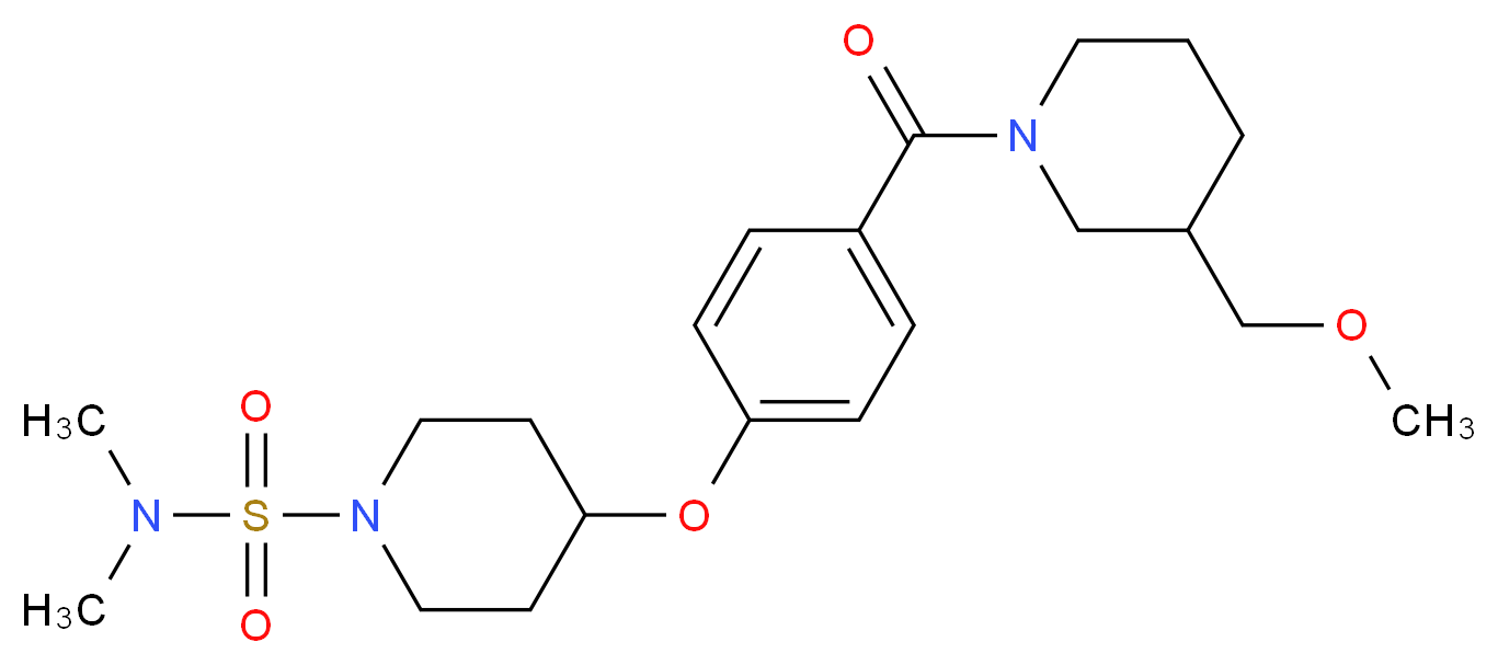 4-(4-{[3-(methoxymethyl)-1-piperidinyl]carbonyl}phenoxy)-N,N-dimethyl-1-piperidinesulfonamide_分子结构_CAS_)