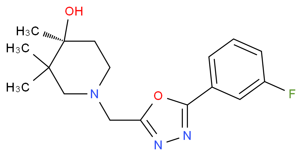 (4S*)-1-{[5-(3-fluorophenyl)-1,3,4-oxadiazol-2-yl]methyl}-3,3,4-trimethylpiperidin-4-ol_分子结构_CAS_)