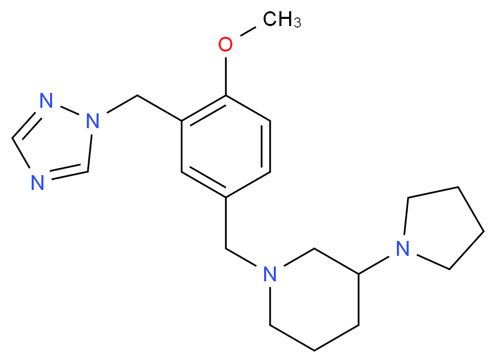 1-[4-methoxy-3-(1H-1,2,4-triazol-1-ylmethyl)benzyl]-3-(1-pyrrolidinyl)piperidine_分子结构_CAS_)