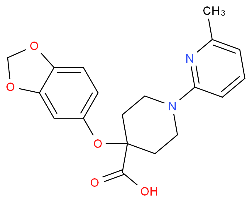 4-(1,3-benzodioxol-5-yloxy)-1-(6-methylpyridin-2-yl)piperidine-4-carboxylic acid_分子结构_CAS_)