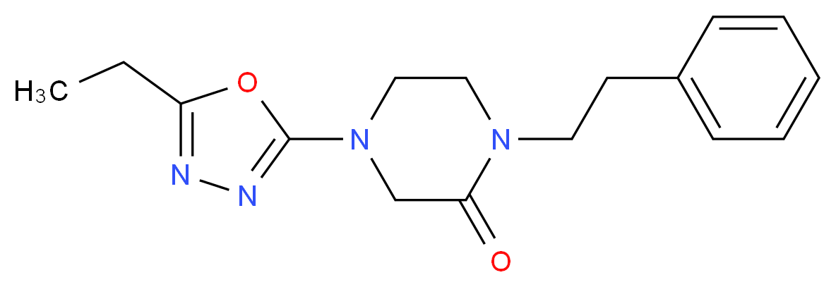 4-(5-ethyl-1,3,4-oxadiazol-2-yl)-1-(2-phenylethyl)piperazin-2-one_分子结构_CAS_)