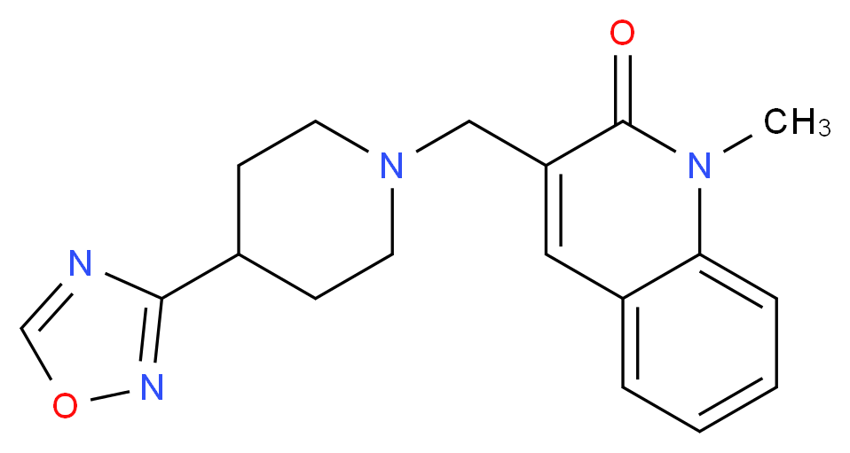 1-methyl-3-{[4-(1,2,4-oxadiazol-3-yl)piperidin-1-yl]methyl}quinolin-2(1H)-one_分子结构_CAS_)