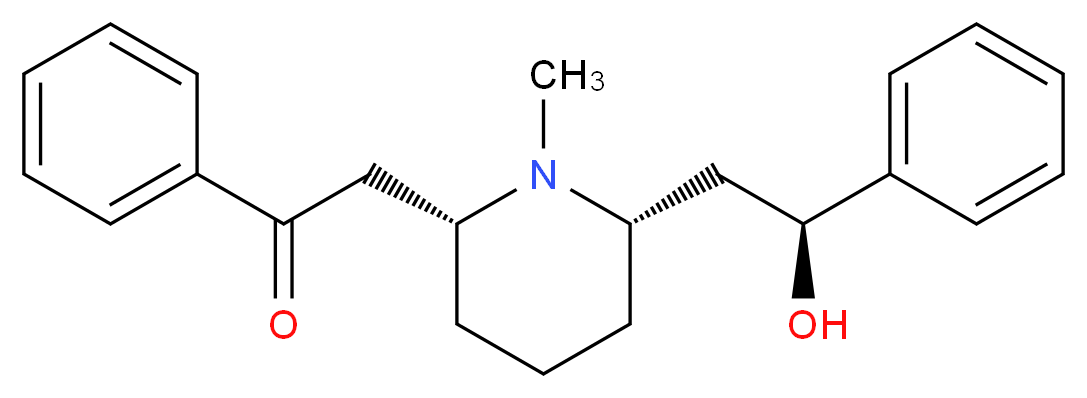 2-[(2R,6S)-6-[(2S)-2-hydroxy-2-phenylethyl]-1-methylpiperidin-2-yl]-1-phenylethan-1-one_分子结构_CAS_90-69-7