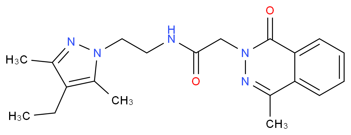 N-[2-(4-ethyl-3,5-dimethyl-1H-pyrazol-1-yl)ethyl]-2-(4-methyl-1-oxo-2(1H)-phthalazinyl)acetamide_分子结构_CAS_)