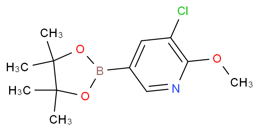 Pyridine, 3-chloro-2-methoxy-5-(4,4,5,5-tetramethyl-1,3,2-dioxaborolan-2-yl)-_分子结构_CAS_1083168-91-5)