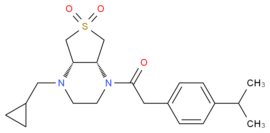 (4aR*,7aS*)-1-(cyclopropylmethyl)-4-[(4-isopropylphenyl)acetyl]octahydrothieno[3,4-b]pyrazine 6,6-dioxide_分子结构_CAS_)
